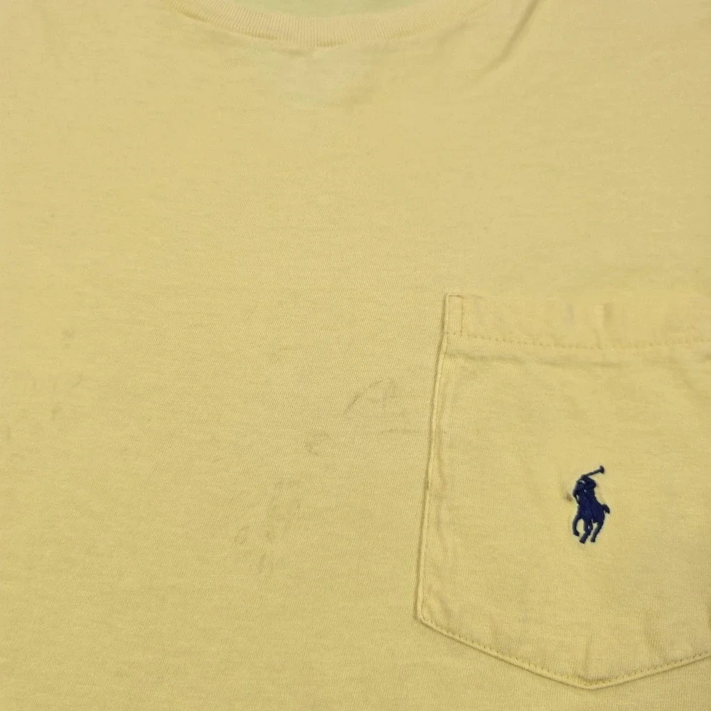 Vintage Polo By Ralph Lauren‎ Shirt Mens Large Yellow Pocket Pony Tee Made USA